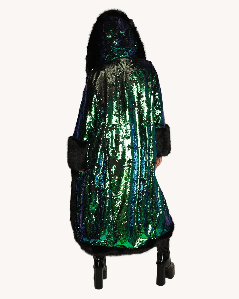 Ocean Moon Sequin Fur Coat — Alternate view