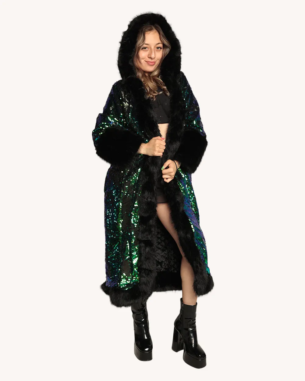 Ocean Moon Sequin Fur Coat — Detail view