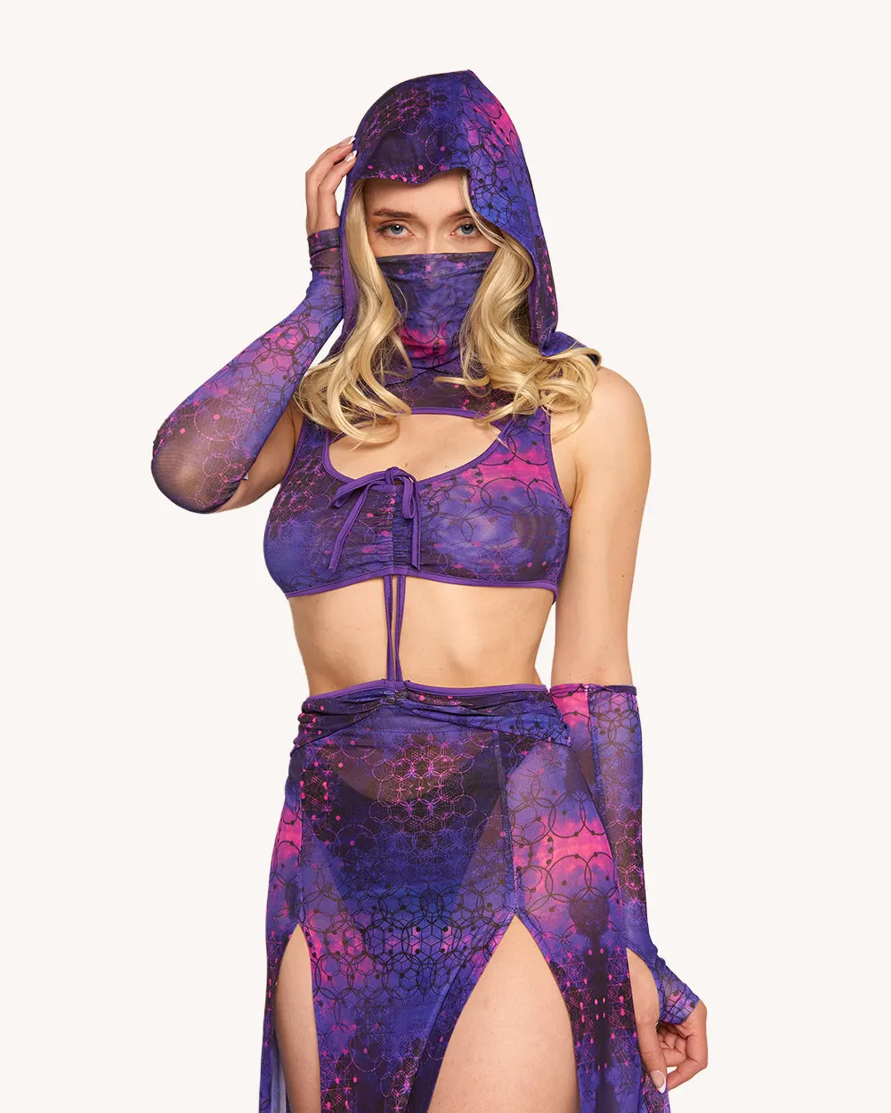 Violet Vibrations Dress with Sleeves — Alternate view