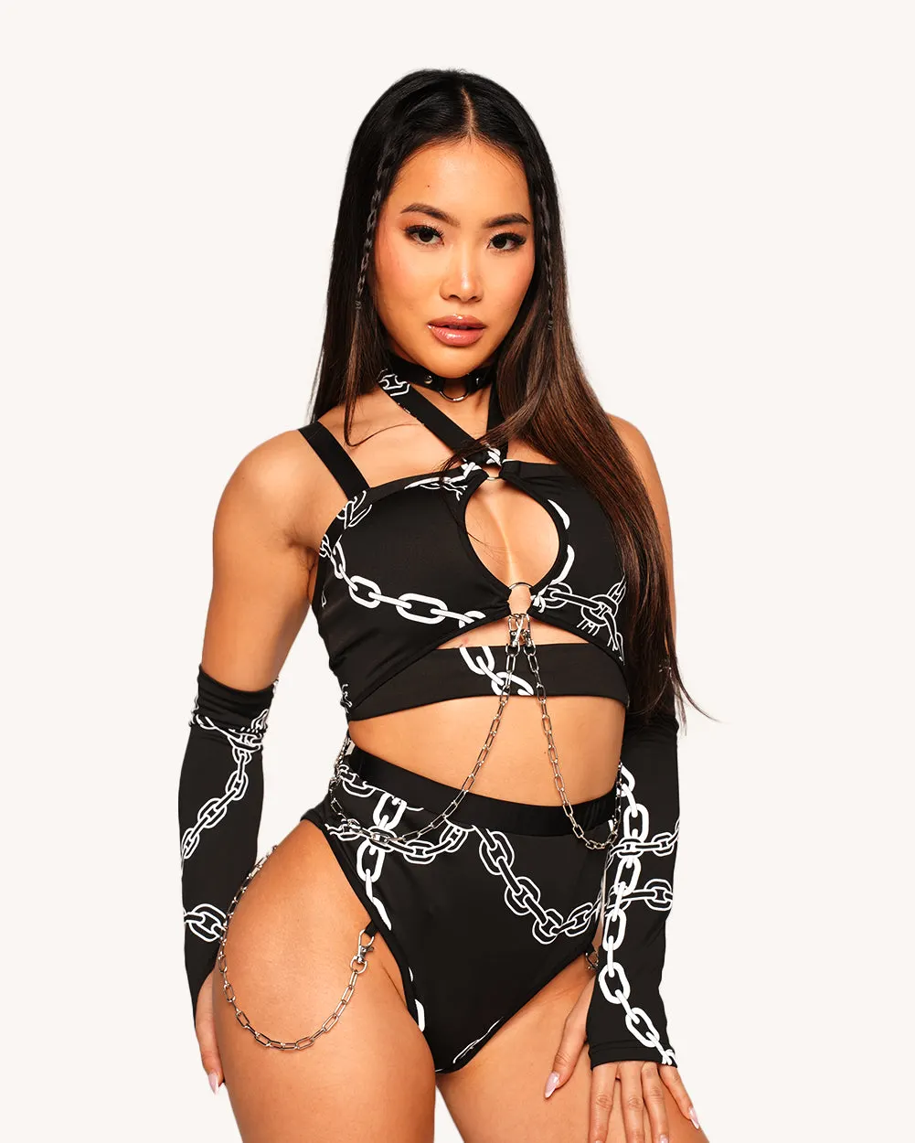 Power Surge Silver Reflective Chain Top with Sleeves — Alternate view
