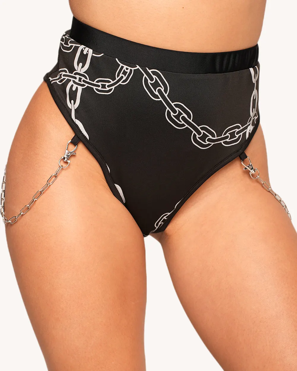 Power Surge Silver Reflective Chain Booty Shorts — Alternate view
