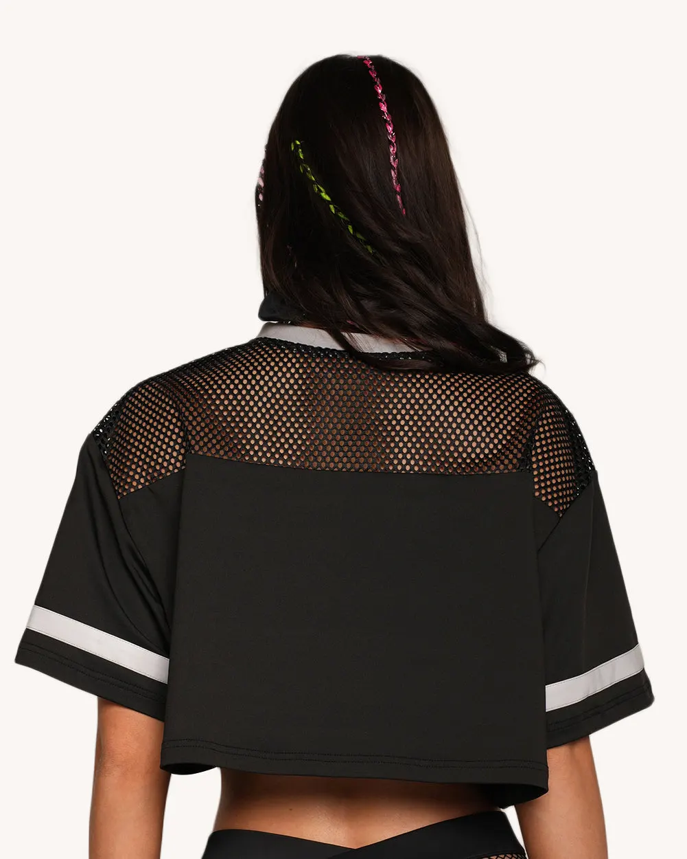 Silver Reflective Happy Hour Cropped Football Jersey — Alternate view