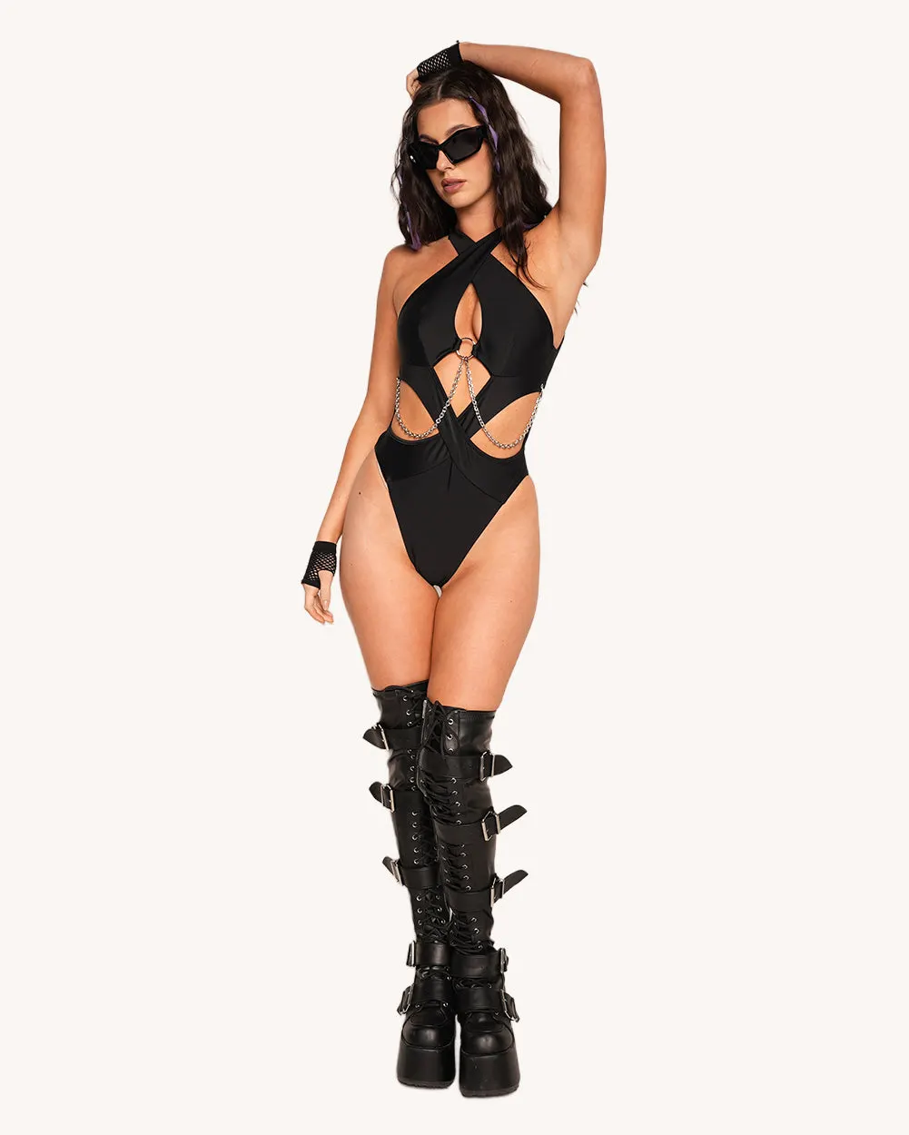 Don't Play Nice Bodysuit with Chains — Detail view