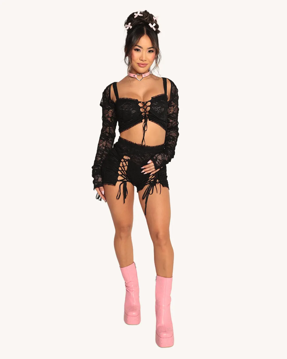 Lace Me Up Shorts — Detail view