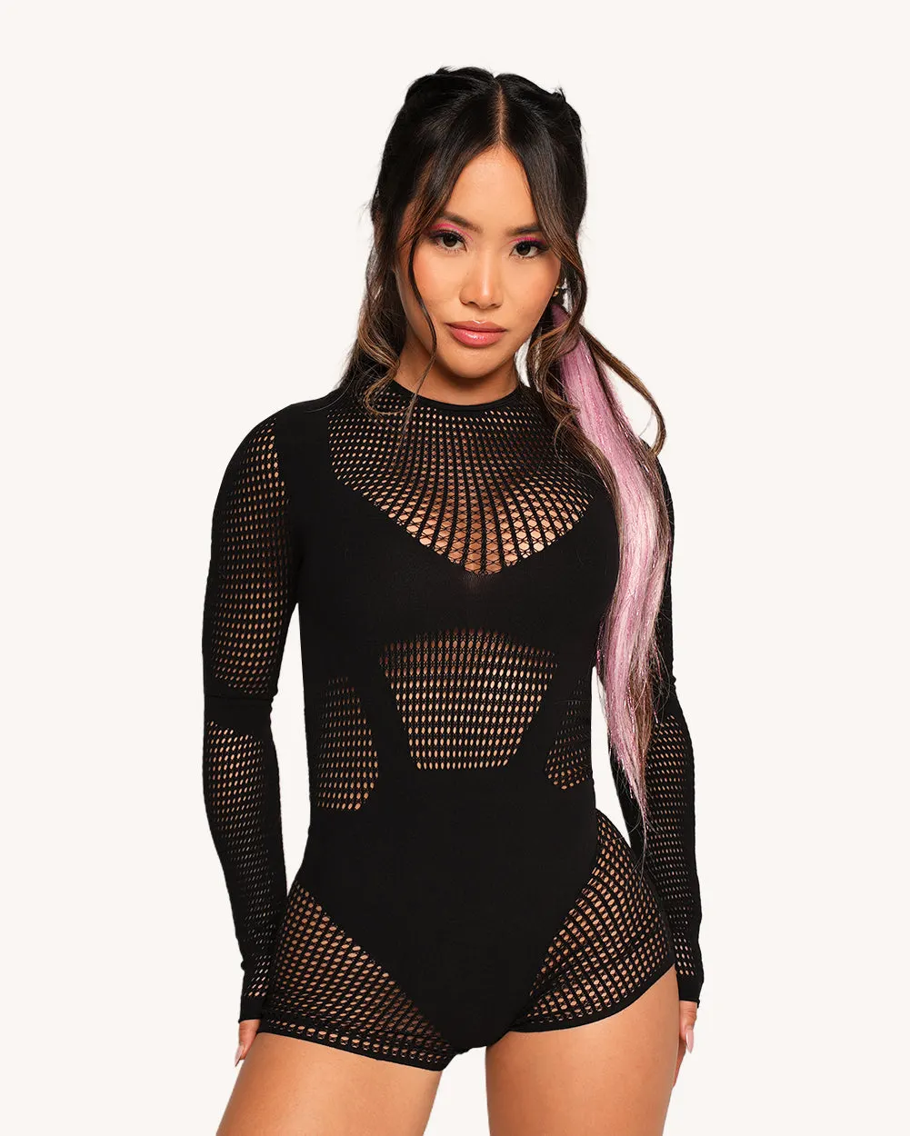 Techno Brat Fishnet Romper — Detail view