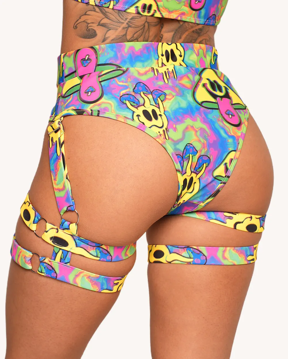 Welcome to Trippyland Harness Booty Shorts — Detail view