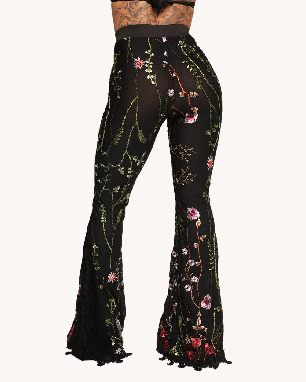 Lace Flower Fields Stretch Bell Bottoms — Alternate view