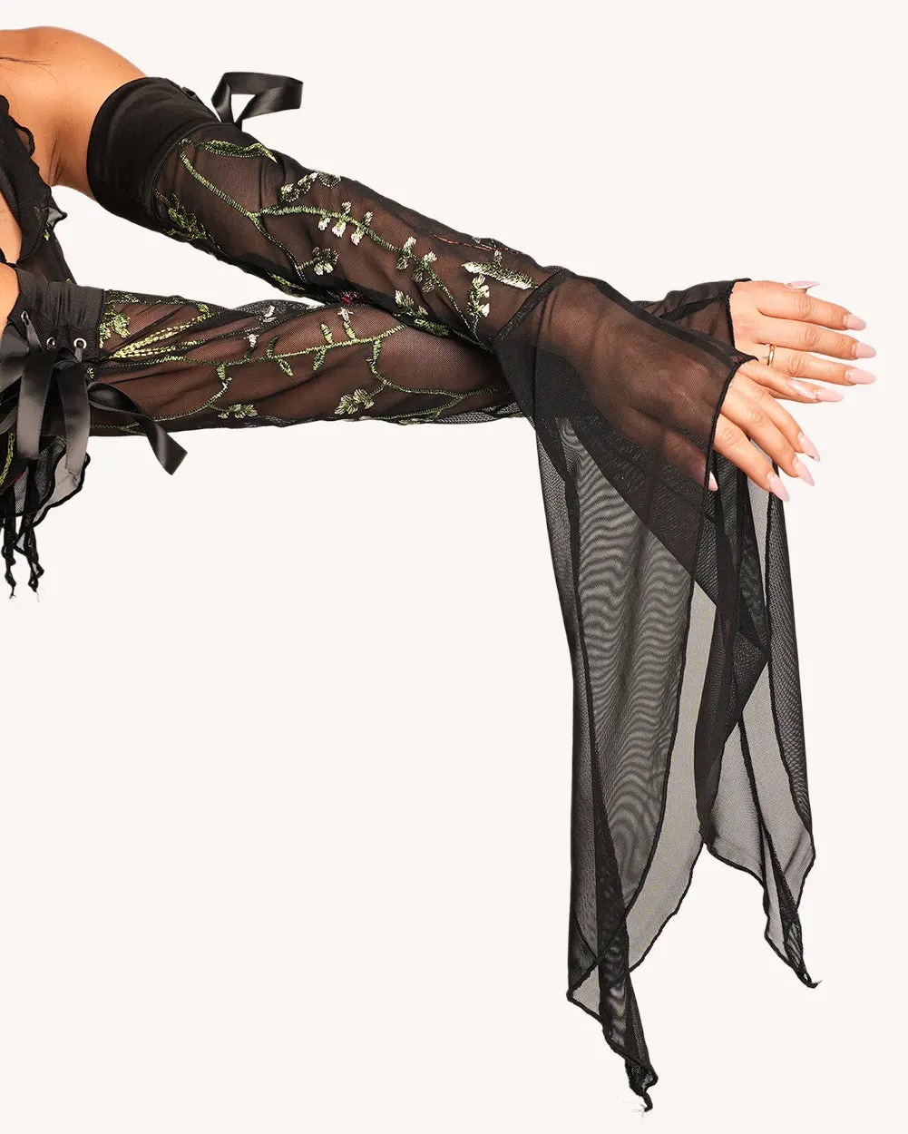 Lace Flowerfields Stretch Bodysuit and Sleeves — Alternate view