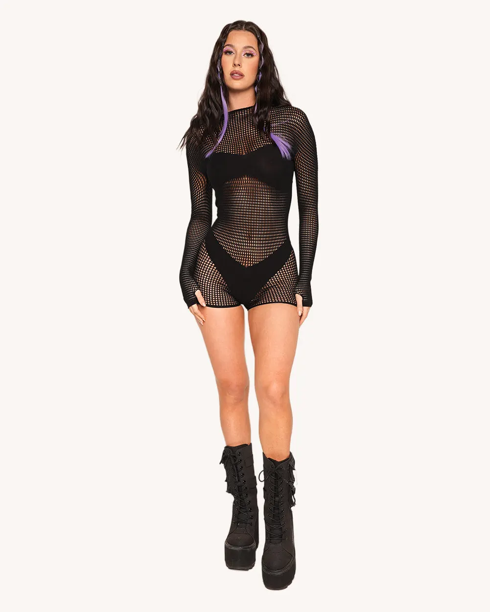 Wild Thing Fishnet Romper — Detail view
