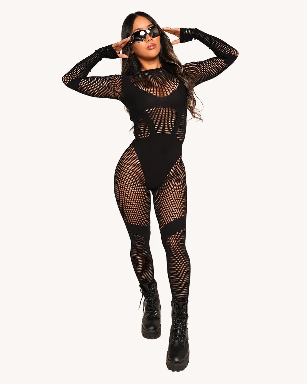 Techno Brat Long-Sleeve Jumpsuit — Detail view